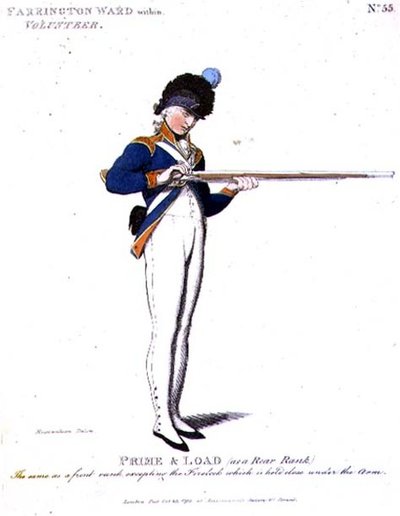 Gönüllü içinde Farrington Ward, 'Loyal Volunteers of London and Environs'dan 55 numaralı plaka by Thomas Rowlandson
