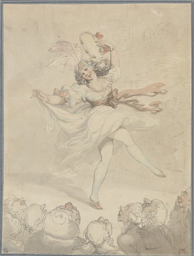 Tef ile kadın dansçı by Thomas Rowlandson