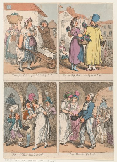 Cries of London Serisinden Dört Sahne: İşte Patatesleriniz..., Yosunumu Satın Al ..., 1 Ağustos 1801. by Thomas Rowlandson