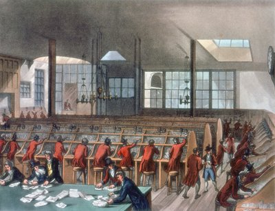 Genel Postane, Lombard Street, Londra, 1808 by Thomas Rowlandson