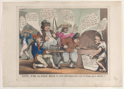 John Bull için Yüksek Eğlence veya Son Vardiyalarına Başlayan Cumhuriyetçiler, Kasım ..., 12 Kasım 1798. by Thomas Rowlandson