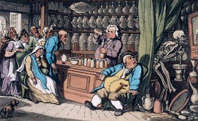 "İnsanların tahammül ettiği her hastalığı tedavi edecek gizli bir sanatım var", 1814 by Thomas Rowlandson