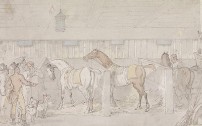 Bir Ahırın İçi (kalem ve mürekkep ve kağıt üzerine sulu boya) by Thomas Rowlandson