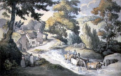 Sığırların Bir Dere Geçtiği Manzara by Thomas Rowlandson