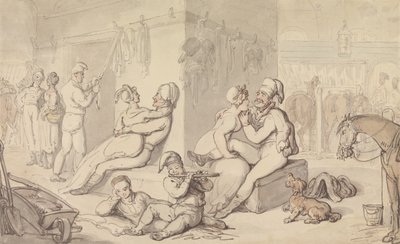 Hafif At Süvari Kışlası (kağıt üzerine suluboya ve kalem ve mürekkep) by Thomas Rowlandson