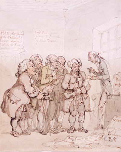 Kredi müteahhitleri, 18. yüzyılın sonları ve 19. yüzyılın başlarında by Thomas Rowlandson