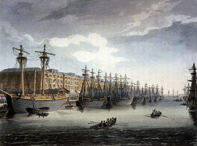 Londra, Thames Nehri ve rıhtımlar by Thomas Rowlandson