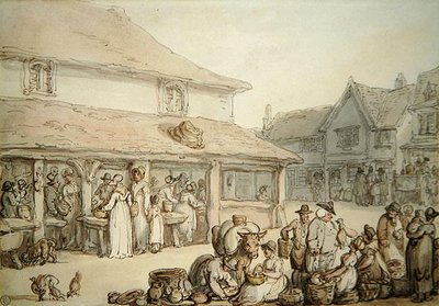 Pazar Yeri (kağıt üzerine kalem ve mürekkep) by Thomas Rowlandson