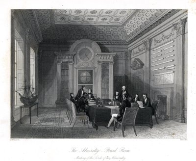 Amirallik Lordlarının Yönetim Kurulu Odasında Toplantısı, Amirallik. Londra İç Mekanları, Kostümleri ve Törenleri, Joshua Mead, Londra