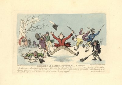 Buz patenlerine düşen adamlar, buzdan düşenler vb. by Thomas Rowlandson