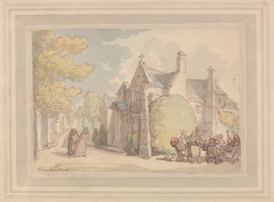 Bir Manastırın Dışında Alem Yapan Keşişler by Thomas Rowlandson