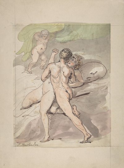 Çıplak Çift Kucaklayan, 1780-1827. by Thomas Rowlandson