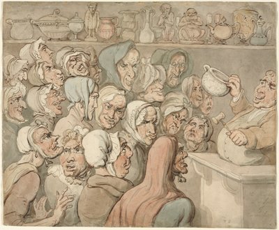 Merak Satışında Yaşlı Hizmetçiler. by Thomas Rowlandson