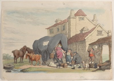 Levha 26: Bir Uçan Vagon, Dünyadan Minyatür, 1816., 1816. by Thomas Rowlandson