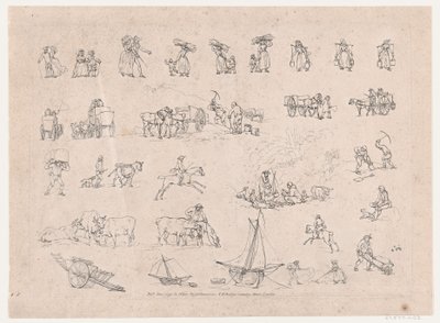 Plaka 2, Figürlerin, Manzaraların ve Sığırların Ana Hatları... Öğrenicilerin Kullanımı İçin, Haziran..., 1 Haziran 1790. by Thomas Rowlandson