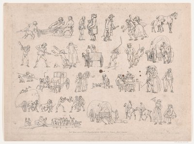 Levha 4, Figürlerin, Manzaraların ve Sığırların Ana Hatları... Öğrenicilerin Kullanımı İçin, Ma..., 8 Mart 1790. by Thomas Rowlandson