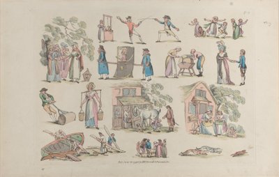 Levha 8, Figürlerin, Manzaraların ve Sığırların Ana Hatları... Öğrenicilerin Kullanımı İçin, Ju..., 20 Haziran 1790. by Thomas Rowlandson