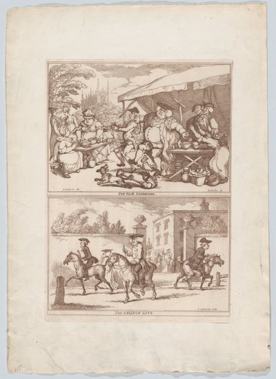 Pot Fair Cambridge ve The College Gate, 1780-90., 1780-90. by Thomas Rowlandson