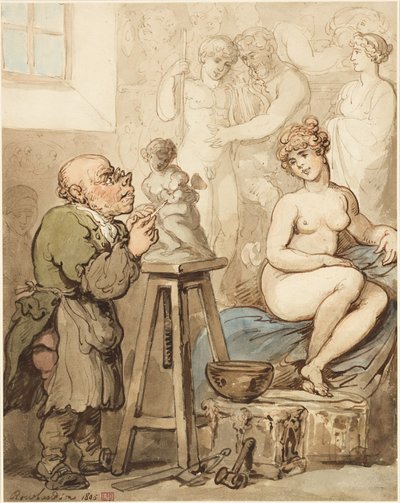 Akademiye Hazırlık—Yaşlı Joseph Nollekens ve Venüs'ü by Thomas Rowlandson