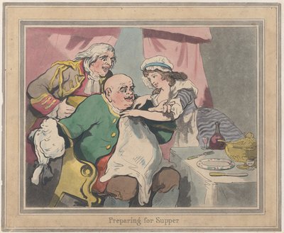 22 Ekim 1789, 22 Ekim 1789, Akşam Yemeğine Hazırlık. by Thomas Rowlandson