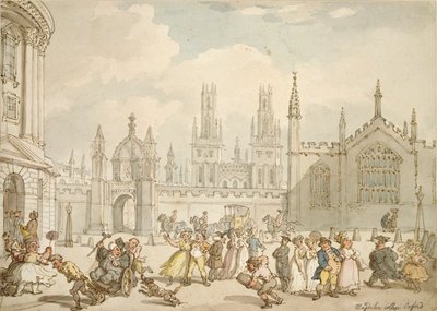 Radcliffe Meydanı, Oxford, 19. yüzyılın başlarında by Thomas Rowlandson