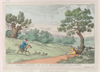 Rural Sports, or an Old Mole Catcher in Full Scent, [1811], yeniden basım, [1811], yeniden basım. by Thomas Rowlandson