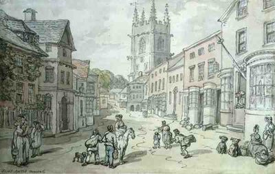 Saint Austell, Cornwall (kağıt üzerine kalem ve sulu boya) by Thomas Rowlandson