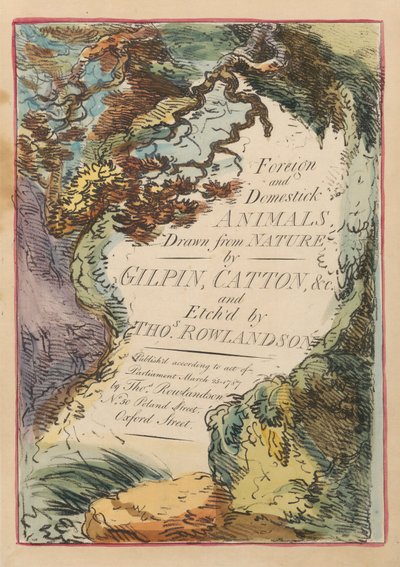 Başlık sayfası olan sekizli set. "Yabancı ve Evcil Hayvanlar." 1. Babun by Thomas Rowlandson