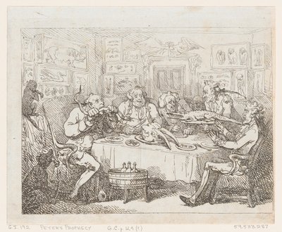 Sir Joseph Banks bir Timsah "Balık Yemeği" yemek üzere, 1788 veya sonrası., 1788 veya sonrası. by Thomas Rowlandson