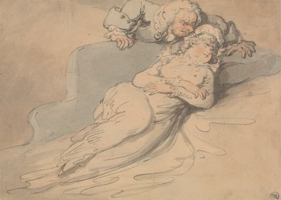 Bir Adam Tarafından İzlenen Uyuyan Kadın by Thomas Rowlandson