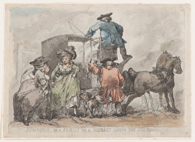Sempati ya da Toz Döşenen Bir Yolculukta Bir Aile, 12 Temmuz 1784., 12 Temmuz 1784. by Thomas Rowlandson