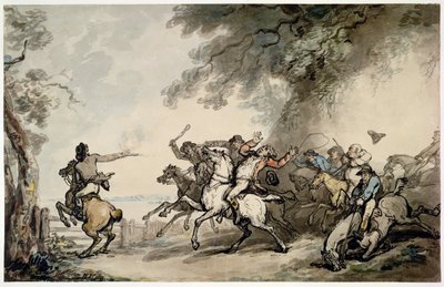 The Chase of the Highwayman, c.1790 (kağıt üzerine kalem, mürekkep, wc ve kurşun kalem) by Thomas Rowlandson
