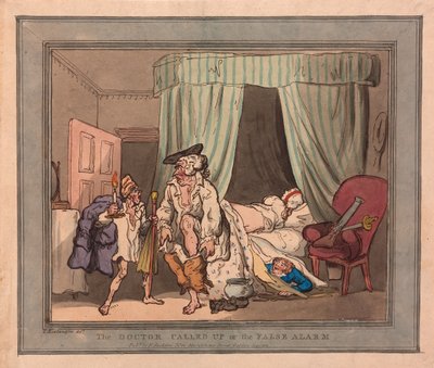 Doktor Aradı veya Yanlış Alarm, pub. 1786 (el renkli gravür) by Thomas Rowlandson