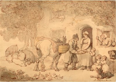The Fishseller, yaklaşık 1775-1800 (Suluboya ve mürekkep) by Thomas Rowlandson