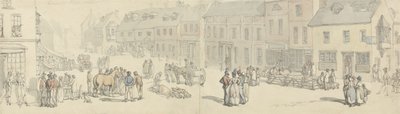 Pazar günü High Street, Newport, Wight Adası, c.1797-1800 (kağıt üzerinde kalem & mürekkep & wc) by Thomas Rowlandson