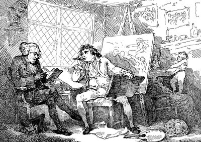 Genç bir ressamın zihnini canlandıran Tarihçi, 1784. by Thomas Rowlandson