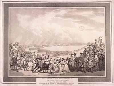 Londra ve Westminster Hafif Süvari Gönüllüleri, 1798. by Thomas Rowlandson