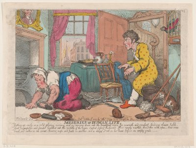 İnsan Hayatının Sefaletleri: Soğuk Kasvetli Bir Sabah Erken Kalkmak...Önce ..., 9 Ekim 1807. by Thomas Rowlandson