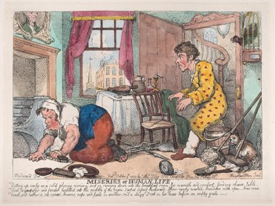 İnsan Hayatının Sefaletleri: Soğuk Kasvetli Bir Sabah Erken Kalkmak...Önce ..., 9 Ekim 1807. by Thomas Rowlandson