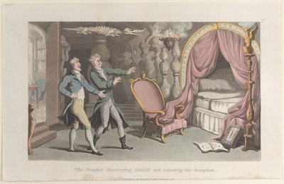 Peygamber'in kendini keşfetmesi ve aldatmacasını ifşa etmesi, Journal of Sentimental T..., 1821'den. by Thomas Rowlandson