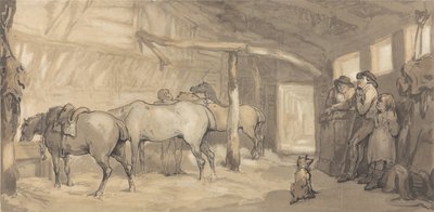 The Stable of an Inn, c.1790 (grafit & kalem & mürekkep & kağıt üzerine sulu boya) by Thomas Rowlandson