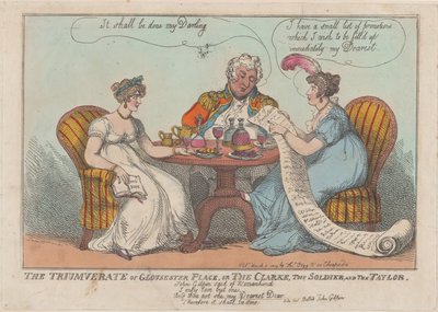 Gloucester Place Triumvirate veya The Clarke, The Soldier ve The Taylor, 1809., 1809. by Thomas Rowlandson
