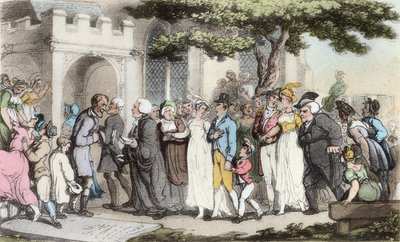 Düğünler, Oliver Goldsmith, pub'ın 'The Vicar of Wakefield'inden bir örnek. Ackermann, 1817 (el boyaması aquatint) by Thomas Rowlandson