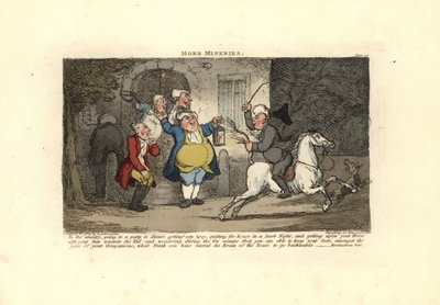 Kuyruğa bakan ata binen sarhoş adam. by Thomas Rowlandson