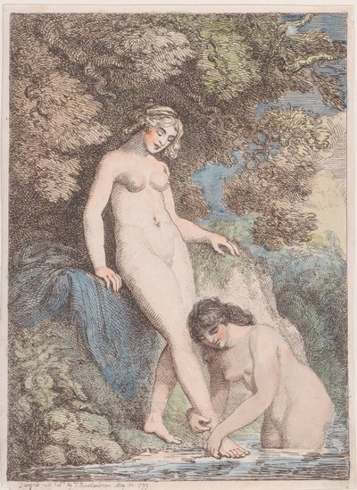 İki Peri Yıkanıyor, Biri Diğerinin Ayağını Yıkanıyor, 20 Mayıs 1799., 20 Mayıs 1799. by Thomas Rowlandson