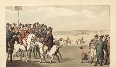 Newmarket yarış pistinde kumar oynayan genç İngiliz beyefendi by Thomas Rowlandson