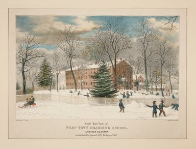 West-Town Yatılı Okulu (güney doğu görünümü), Chester Co., Pa. by Thomas S. Sinclair