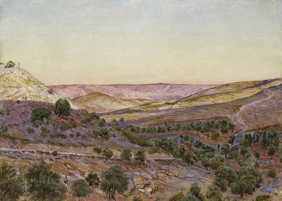 Moab Tepeleri ve Hinnom Vadisi, 1854 (sulu boya ve gövde rengi) by Thomas Seddon
