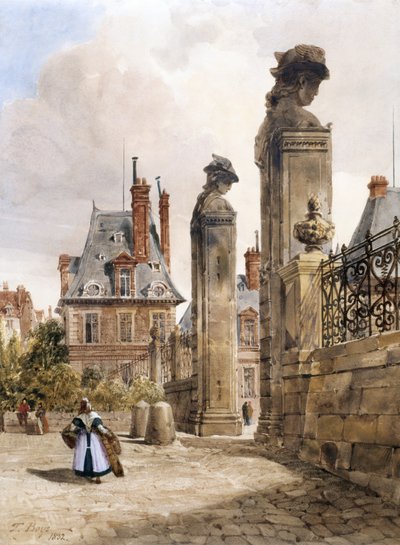 Grille Des Hermès, Porte Dauphine, Fontainebleau Sarayı (beyaz kağıt üzerine arap zamkı dokunuşlu suluboya) by Thomas Shotter Boys