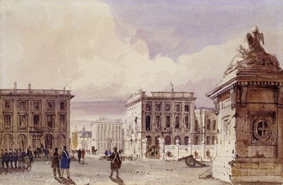 Hotel de Bellevue ve Cafe d"Amitie Parktan Görülme, Brüksel, 1830 by Thomas Shotter Boys